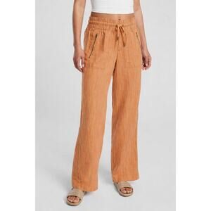 Athleta Cabo Linen Wide Leg Pants Textured Drawstring Resort Coastal Womens XS